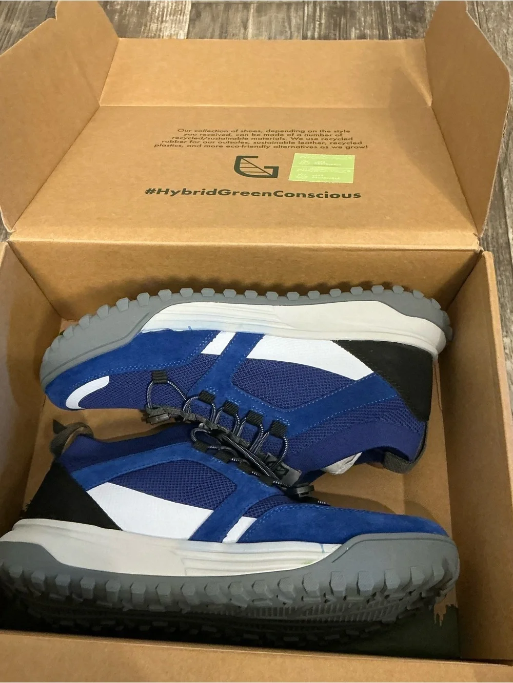 Hybrid Green Label Men's Blue Mesh & Suede Trail Sneaker Size 9